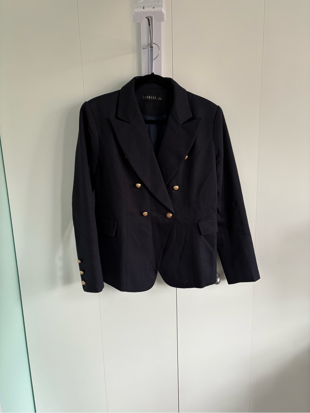 Lioness Black Double-Breasted Blazer with Gold Buttons